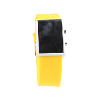 желтый силиконовой лентой унисекс красный светодиод спортивные наручные часы