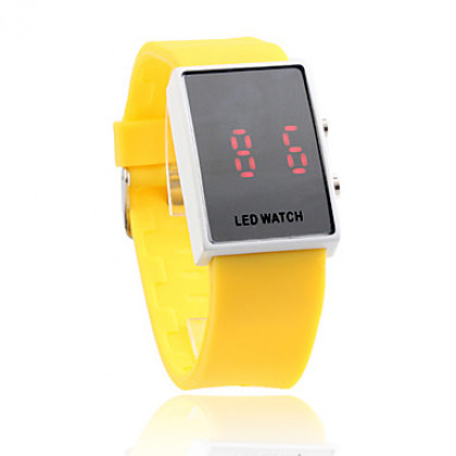 желтый силиконовой лентой унисекс красный светодиод спортивные наручные часы