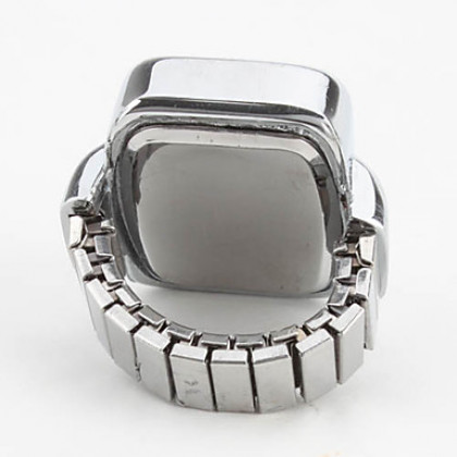 женщин большой площади диска размером белого сплава аналоговые кварцевые часы кольцо (серебро)