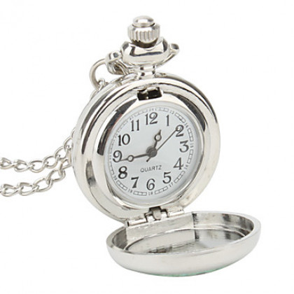 женщин панда сплава аналоговые кварцевые часы ожерелье (серебро)