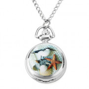 женщин птиц и морских сплава аналоговые кварцевые часы ожерелье (серебро)