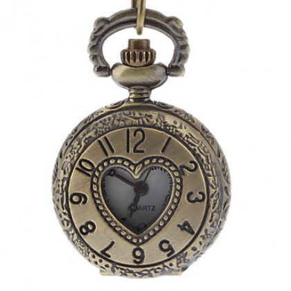 Женщин сердце обложка сплава год сбора винограда кварцевые аналоговые карманные часы с цепочкой