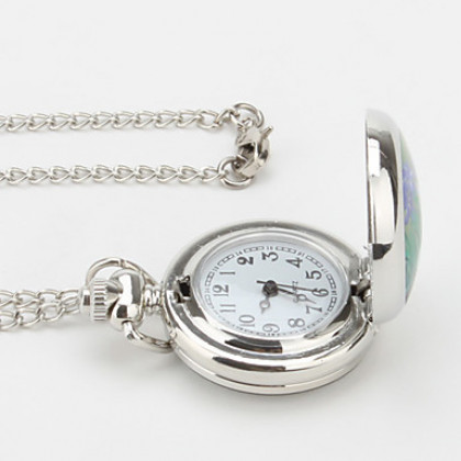 женщин сплава аналоговые кварцевые часы ожерелье с двумя кошками (серебро)