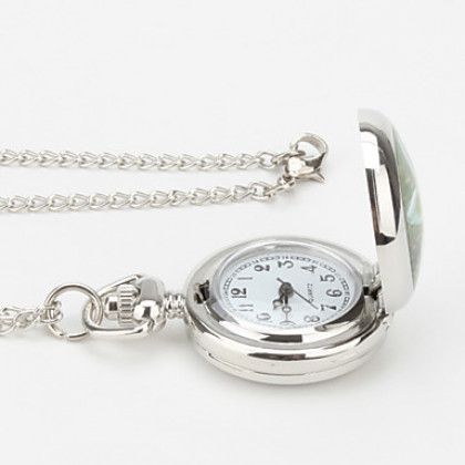 женщин сплава аналоговые кварцевые часы ожерелье с гардении (серебро)