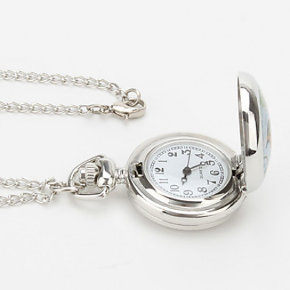 женщин сплава аналоговые кварцевые часы ожерелье с птицами (серебро)