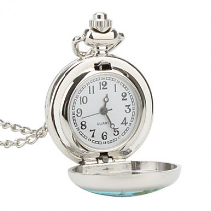 женщин сплава аналоговые кварцевые часы ожерелье с птицей и клетка (серебро)