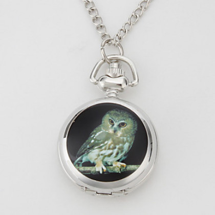женщин сплава аналоговые кварцевые часы ожерелье с совой (серебро)