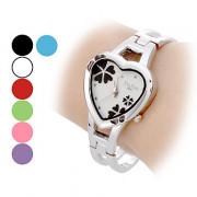 Женщин цветка Pattern форме сердца набора Стальной браслет кварцевые аналоговые часы браслет (разные цвета Dial)
