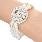 Женщин цветка Тип корпуса White Pearl Группа Кварцевые аналоговые часы браслет