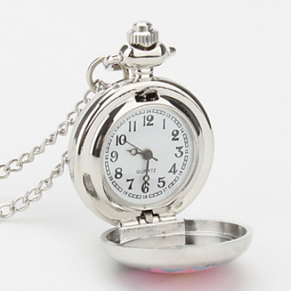 женщины лотоса сплава аналоговые кварцевые часы ожерелье (серебро)