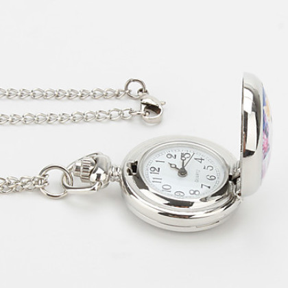 женщины милый кот сплава аналоговые кварцевые часы ожерелье (серебро)