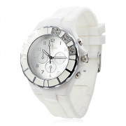 Женщины с бриллиантами силиконовой лентой Кварцевый Casual &amp; Sports наручные часы белый