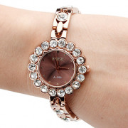 женщины сплава аналоговые кварцевые часы браслет (коричневый)