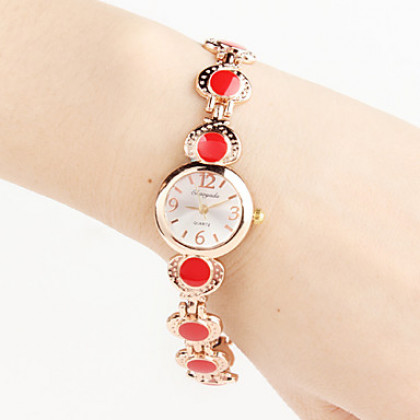 женщины сплава аналоговые кварцевые часы браслет (золото)