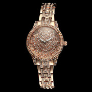 Женщины в полной мере Diamante шаблон Роза Циферблат Стальной браслет кварцевые аналоговые наручные часы (разных цветов)
