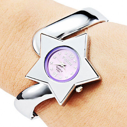 Женщины Звезды Стиль сплава аналогового кварцевые часы браслет (серебро)