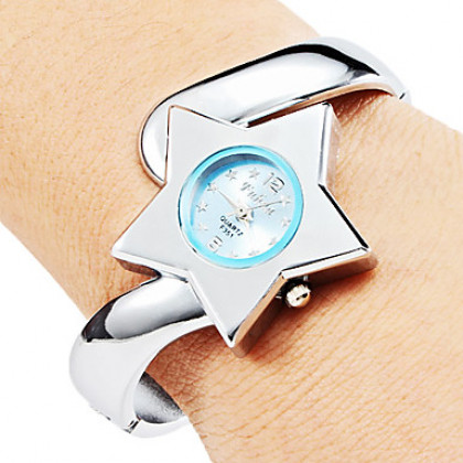 Женщины Звезды Стиль сплава аналогового кварцевые часы браслет (серебро)