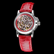 Женская Авто-механический Hollow Циферблат Кожаный ремешок наручные часы (разных цветов)