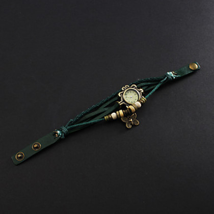 женская бабочки кулон кожаный ремешок кварцевые аналоговые часы браслет (разные цвета)