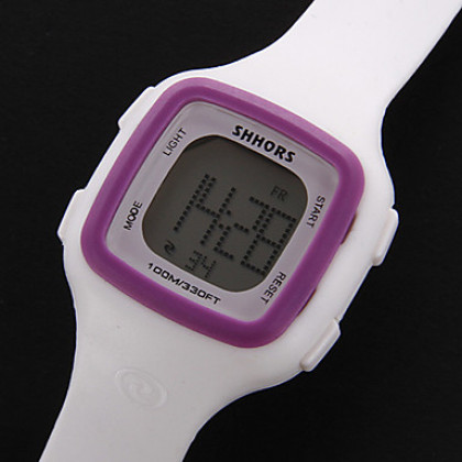 Женская Многофункциональный цифровой площадь Дело силиконовой лентой наручные часы (разных цветов)