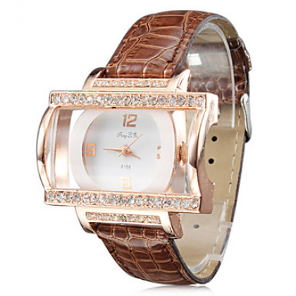 Женская мода Стиль PU аналоговые кварцевые наручные часы (разных цветов)