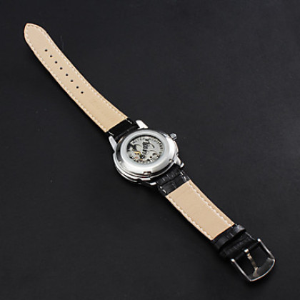 Женская мода Стиль PU аналоговые механические наручные часы (черный)