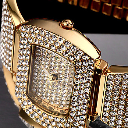 женская полный алмазов прямоугольник набора стальной ленты кварцевые аналоговые наручные часы (разные цвета)