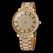 Женская Полный Diamante Круглый циферблат стальной ленты кварцевые аналоговые наручные часы (разных цветов)