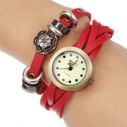 женская старинные круглый циферблат кожаный ремешок кварцевые аналоговые часы браслет (разные цвета)
