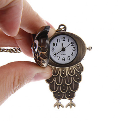 Женская старинные сова рисунок белый циферблат кварцевые аналоговые neckleace часы