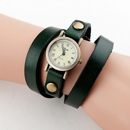 Женская Винтаж Малый набор длинном ремне кожаный ремешок Кварцевые аналоговые наручные часы (разных цветов)
