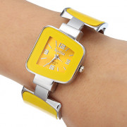 Женская желтой Dial кварцевые аналоговые часы браслет