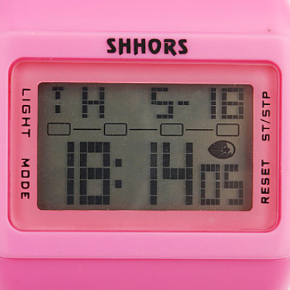 женская ЖК цифровой стиль блок кирпич полосе, наручные часы (розовый)