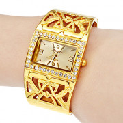 Женская Золотой Циферблат Металл Band Аналоговое кварцевые наручные часы