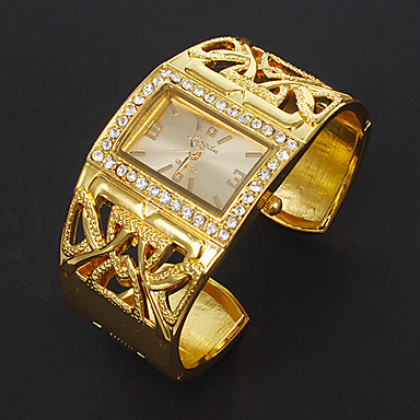 Женская Золотой Циферблат Металл Band Аналоговое кварцевые наручные часы