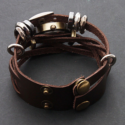 Женские аналоговые кварцевые часы-браслет с коричневым ремешком из кожзама