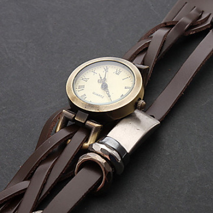 Женские аналоговые кварцевые часы-браслет с коричневым ремешком из кожзама