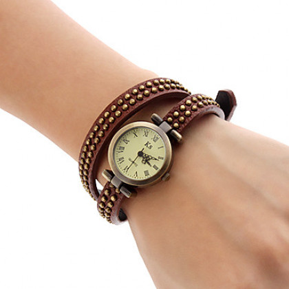 Женские аналоговые кварцевые часы-браслет в ретро стиле с ремешком из кожзама (разные цвета)