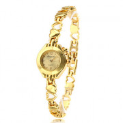 Женские аналоговые кварцевые часы из сплава с золотым покрытием и браслетом с сердечками
