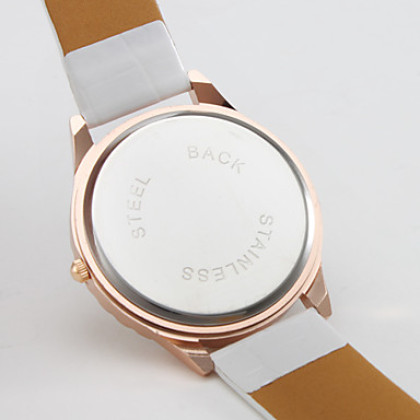 Женские аналоговые кварцевые часы с ремешком из кожзама (белые)
