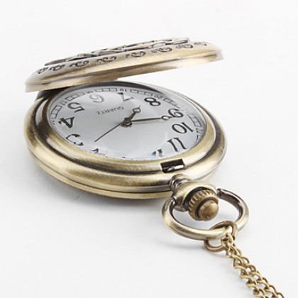 Женские аналоговые кварцевые карманные часы из сплава с узором розы (&quot;под бронзу&quot;)