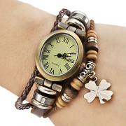 Женские аналоговые кварцевые наручные часы-браслет из кожзама (браслет коричневый)