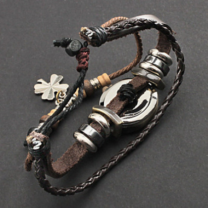 Женские аналоговые кварцевые наручные часы-браслет из кожзама (браслет коричневый)