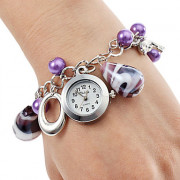 Женские аналоговые кварцевые наручные часы-браслет из сплава и пластика (фиолетовые)