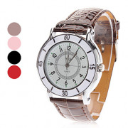 Женские аналоговые кварцевые наручные часы с белым циферблатом и ремешком из кожзама (разные цвета)