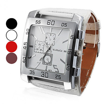 Женские аналоговые кварцевые наручные часы с большим квадратным циферблатом и ремешком из кожзама (разные цвета)