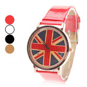 Женские аналоговые кварцевые наручные часы с изображением флага Великобритании и ремешком из кожзама (разные цвета)