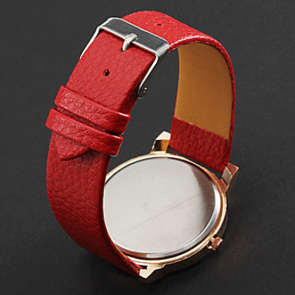 Женские аналоговые кварцевые наручные часы с ремешком из кожзама и креативным дизайном (красные)