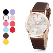Женские аналоговые кварцевые наручные часы с ремешком из кожзама (разные цвета)