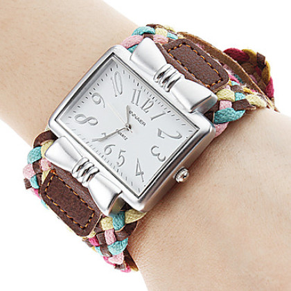 Женские аналоговые кварцевые наручные часы с ремешком из ткани и кожзама (разные цвета)